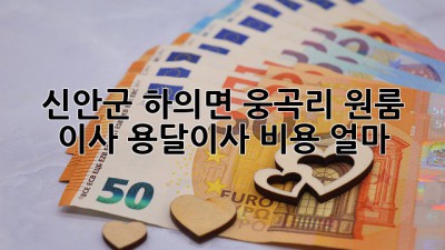 신안군 하의면 웅곡리 원룸 이사, 용달이사 비용 얼마?
